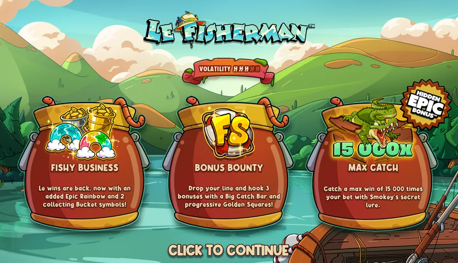 Le Fisherman splash screen with the studio volatility meter