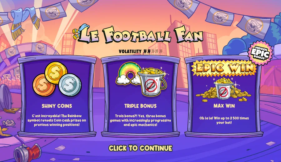 Le Football Fan splash with the studio volatility meter