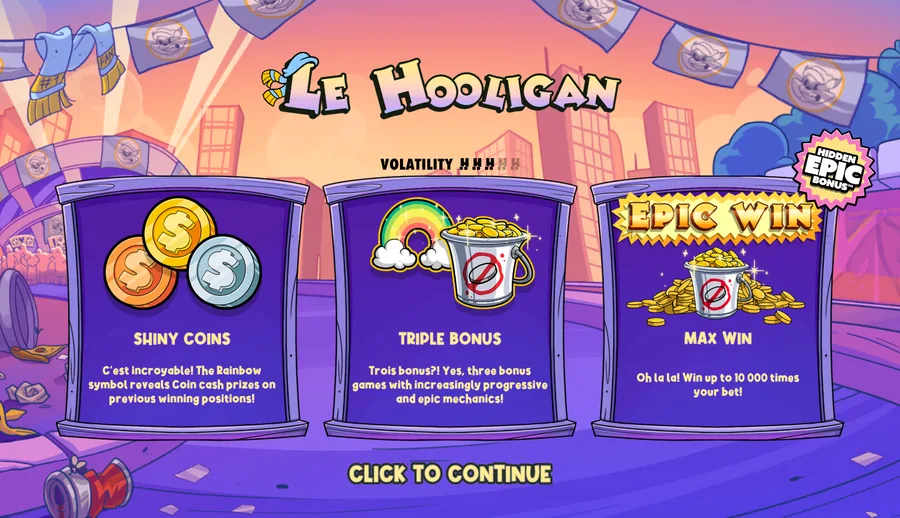 Le Hooligan splash screen with the studio volatility meter