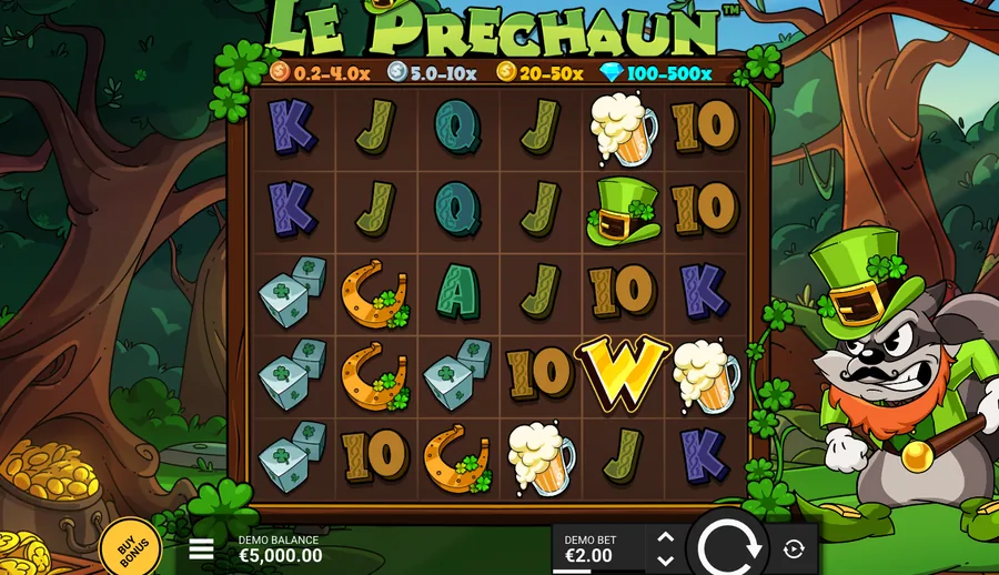 Le Prechaun reels, a 6x5 grid in the studio demo