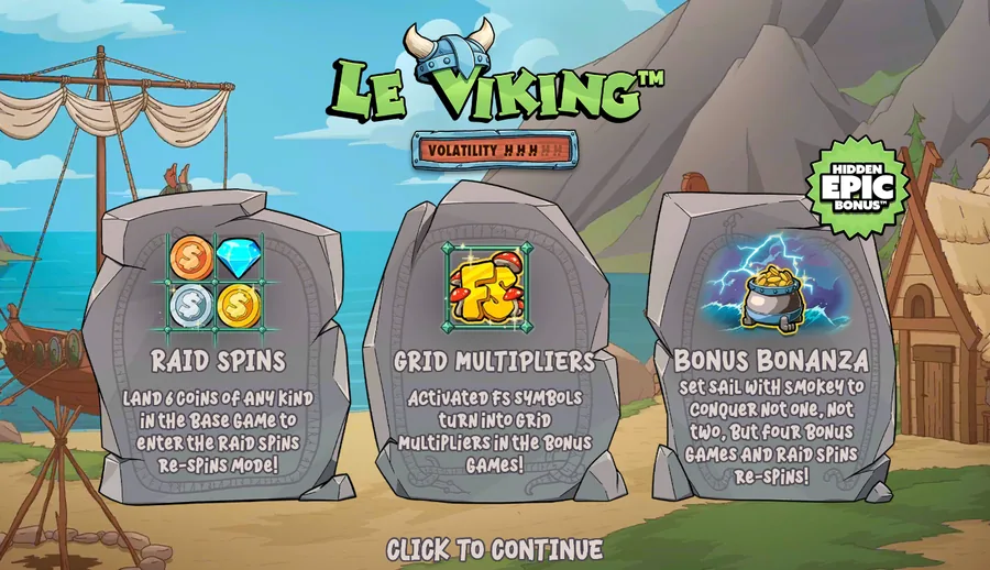 Le Viking splash screen with the studio volatility meter